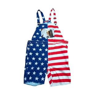 Shinesty The Screamin Eagles Women's Unisex American Flag Shortalls XL